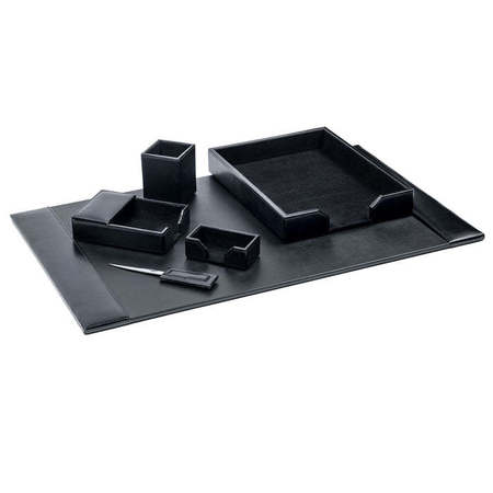 DACASSO Black Bonded Leather 6-Piece Desk Set DF-1401